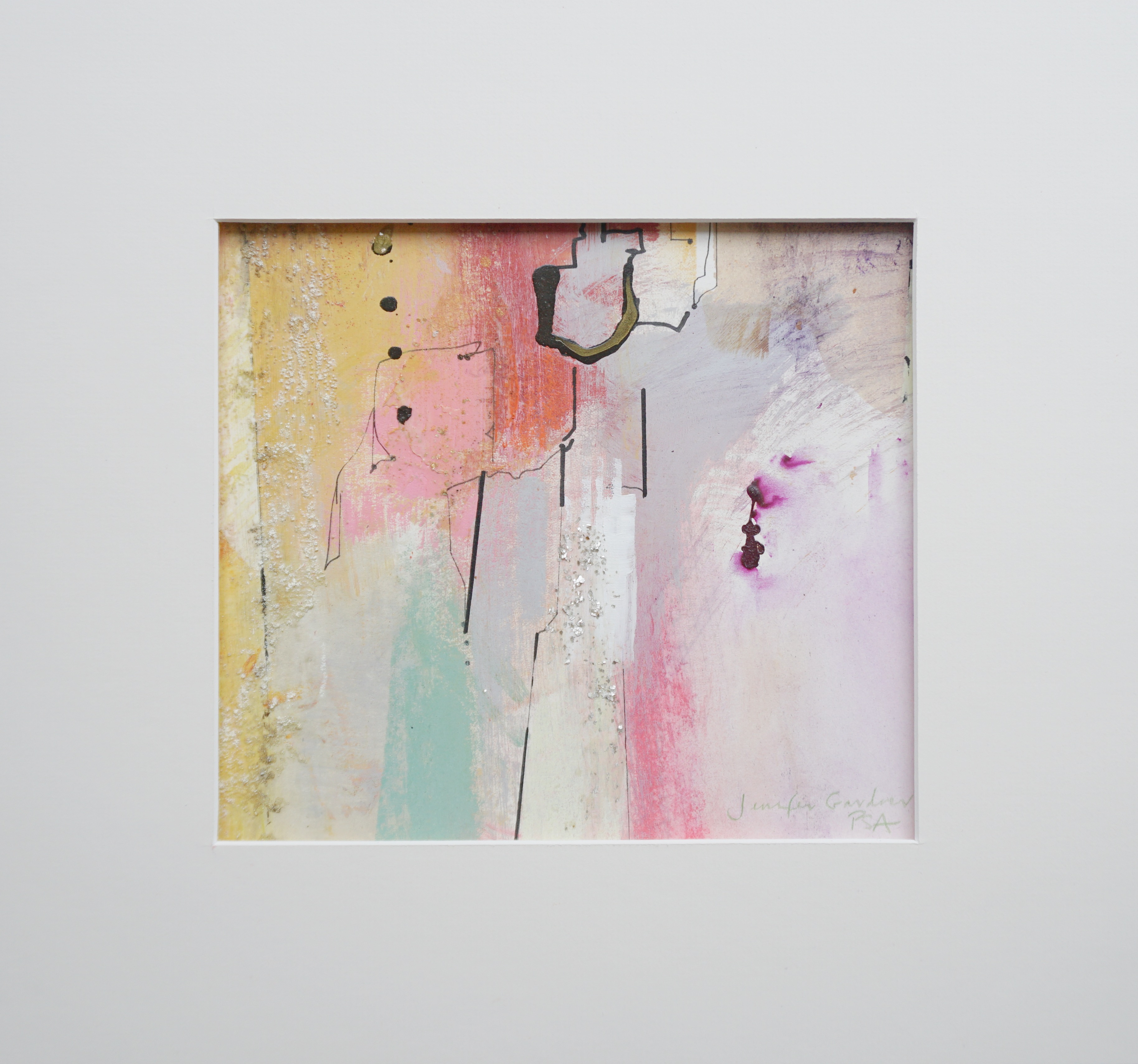 #10 - Unframed Mixed Media Abstract (15 x 14)