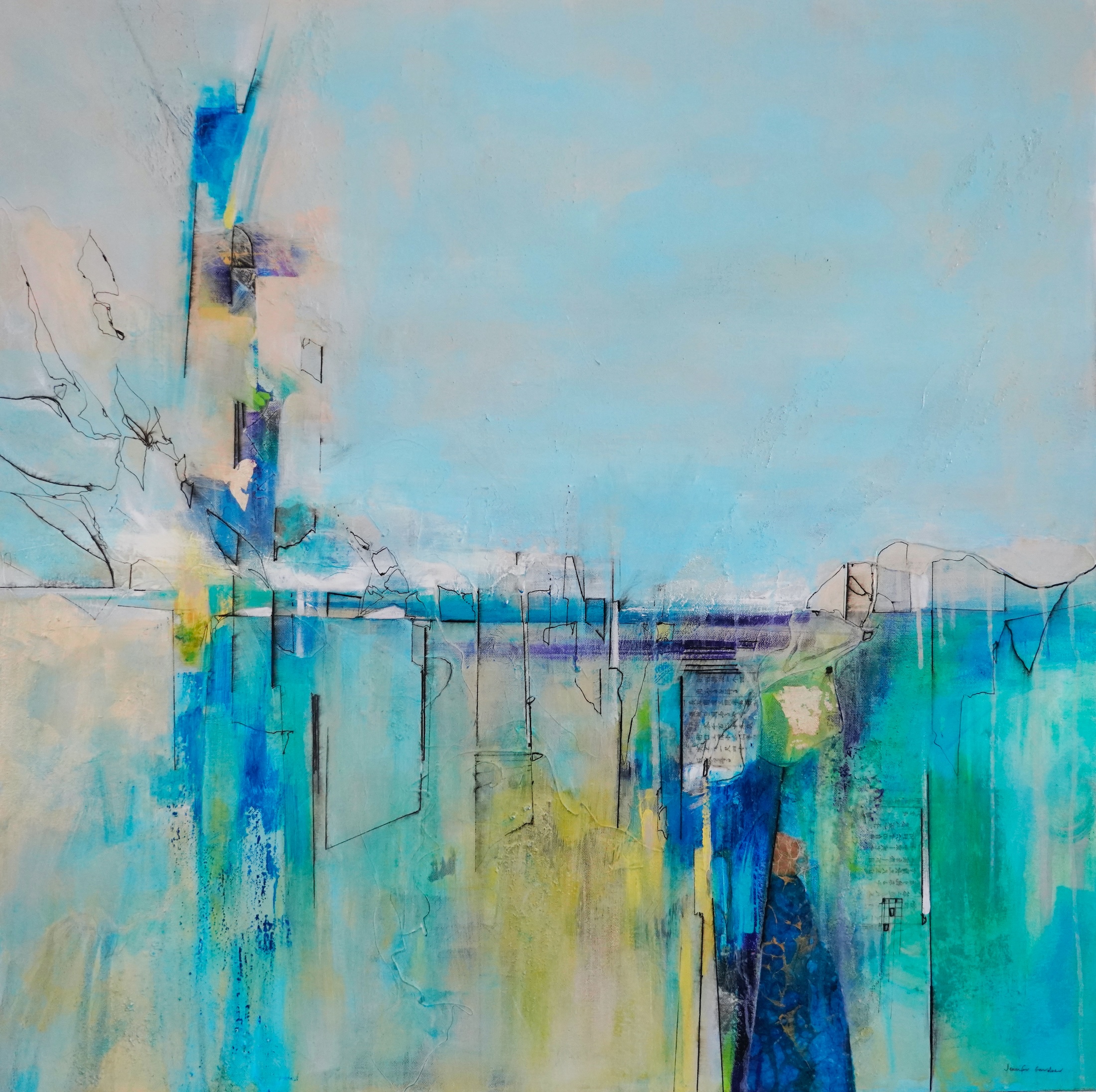 Blue and Green Series with Gold Leaf 1